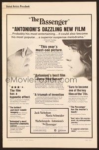 5j736 PASSENGER pressbook '75 Michelangelo Antonioni, c/u of Jack Nicholson & Maria Schneider!