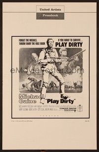 5j748 PLAY DIRTY pressbook '69 cool art of WWII soldier Michael Caine with machine gun!