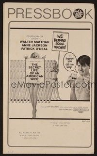 5j817 SECRET LIFE OF AN AMERICAN WIFE pressbook '68 Walter Matthau & sexy Edy Williams!
