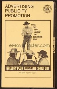 5j837 SHOOT OUT pressbook '71 great full-length image of gunfighter Gregory Peck vs. 3 fast guns!