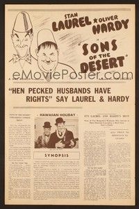 5j858 SONS OF THE DESERT pressbook R45 great images of Stan Laurel & Oliver Hardy!