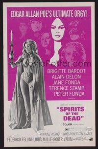 5j861 SPIRITS OF THE DEAD pressbook '69 Federico Fellini, Reynold Brown art of sexy Jane Fonda!