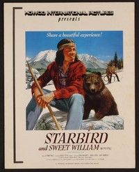 5j869 STARBIRD & SWEET WILLIAM pressbook '75 artwork of Native American Indian & bear cub!