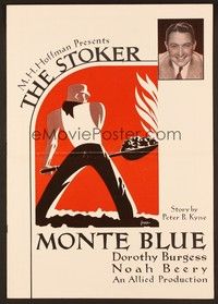 5j875 STOKER pressbook '32 Monte Blue, really cool Francis artwork of man shoveling coal!