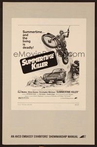 5j884 SUMMERTIME KILLER pressbook '73 Karl Malden, Olivia Hussey, cool jumping dirt bike image!