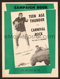 5j900 TEEN AGE THUNDER/CARNIVAL ROCK pressbook '57 Howco delinquent double-bill!
