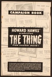 5j908 THING pressbook '51 Howard Hawks classic horror starring James Arness!
