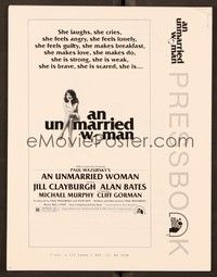5j945 UNMARRIED WOMAN pressbook '78 Paul Mazursky directed, sexy Jill Clayburgh, Alan Bates!