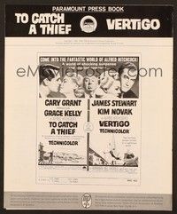 5j950 VERTIGO/TO CATCH A THIEF pressbook '63 Alfred Hitchcock, Cary Grant, Grace Kelly!