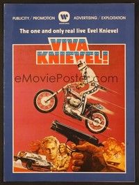 5j953 VIVA KNIEVEL pressbook '77 best artwork of the greatest daredevil jumping his motorcycle!