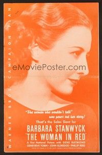 5j989 WOMAN IN RED pressbook '35 great close-up of Barbara Stanwyck, polo!