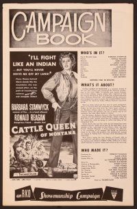 5j256 CATTLE QUEEN OF MONTANA pressbook R60s full-length cowgirl Barbara Stanwyck, Ronald Reagan!