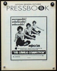 5j267 CHINESE CONNECTION pressbook '73 great image of kung fu master Bruce Lee!