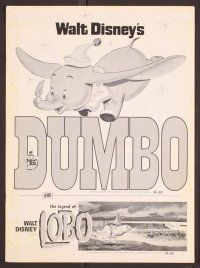 5j352 DUMBO/LEGEND OF LOBO pressbook '72 Walt Disney double-bill, Elephants & Wolves!