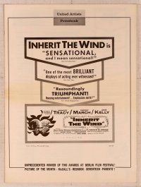 5j534 INHERIT THE WIND pressbook '60 Spencer Tracy, Fredric March, Gene Kelly, chimp with book!