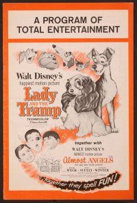 5j568 LADY & THE TRAMP/ALMOST ANGELS pressbook '62 Walt Disney double-bill w/cool canine art!