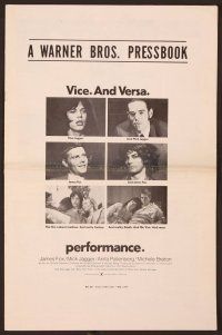 5j740 PERFORMANCE pressbook '70 directed by Nicolas Roeg, Mick Jagger & James Fox trading roles!