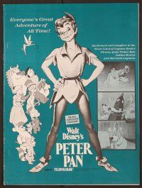 5j741 PETER PAN pressbook R69 Walt Disney animated cartoon fantasy classic, great full-length art!