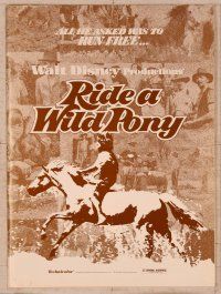 5j789 RIDE A WILD PONY pb '76 Disney, cool artwork of boy on white horse riding alongside train!