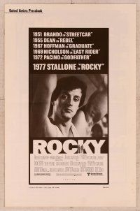5j793 ROCKY pressbook '77 boxer Sylvester Stallone holding hands with Talia Shire, boxing classic!