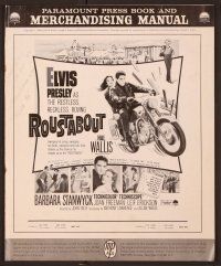 5j799 ROUSTABOUT pressbook '64 roving, restless, reckless Elvis Presley on motorcycle!