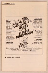 5j886 SUNSHINE BOYS pressbook '75 George Burns, Walter Matthau, Lee Meredith, Al Hirschfeld art!