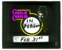 5k145 CHARLIE CHAPLIN glass slide '20s cool headshot & silhouette for a fake personal appearance!