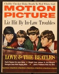 5k136 MOTION PICTURE magazine July 1964 great wacky image of The Beatles by Frank Gilloon!