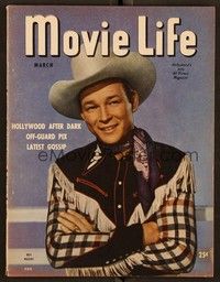 5k101 MOVIE LIFE magazine March 1947 great close up of cowboy Roy Rogers by Roman Freulich!