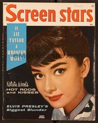 5k127 SCREEN STARS magazine January 1957 super close up of Audrey Hepburn from War and Peace!