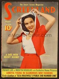 5k082 SCREENLAND magazine August 1940 close portrait of sexy Linda Darnell by Frank Powolny!
