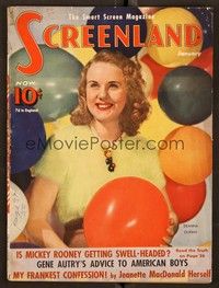 5k075 SCREENLAND magazine January 1940 Deanna Durbin with lots of balloons by Ray Jones!