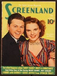 5k081 SCREENLAND magazine July 1940 wonderful portrait of Mickey Rooney & Judy Garland!
