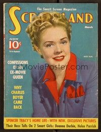 5k077 SCREENLAND magazine March 1940 portrait of pretty Alice Faye by Gene Kornman!