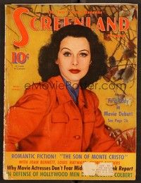 5k085 SCREENLAND magazine November 1940 great close portrait of Hedy Lamarr by Lazlo Willinger!