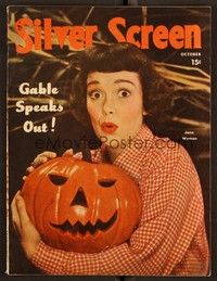 5k120 SILVER SCREEN magazine October 1948 Jane Wyman with jack-o-lantern from Johnny Belinda!