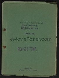 5k211 HOUSE OF ROTHSCHILD revised script script November 13, 1933, screenplay by Johnson & Howell