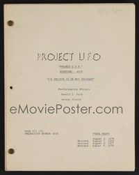 5k223 PROJECT U.F.O TV revised final draft script August 3, 1978, The Believe It or Not Incident!