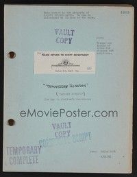 5k231 TENNESSEE JOHNSON script April 11, 1941, William Dieterle screenplay by Wells Root!