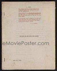 5k234 VALIANT IS THE WORD FOR CARRIE script June 12, 1936, screenplay by Claude Binyon!
