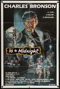 5m012 10 TO MIDNIGHT 1sh '83 cool action art of detective Charles Bronson, forget what's legal!