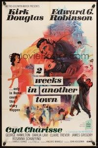 5m016 2 WEEKS IN ANOTHER TOWN 1sh '62 cool art of Kirk Douglas & sexy Cyd Charisse by Bart Doe!