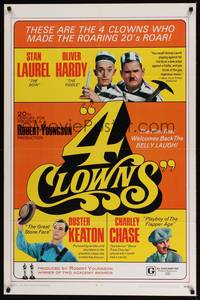 5m021 4 CLOWNS 1sh '70 Stan Laurel & Oliver Hardy, Buster Keaton, Charley Chase!