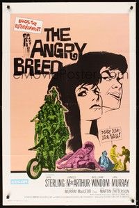 5m047 ANGRY BREED 1sh '68 bikers buck the establishment, cool artwork of angry youth!