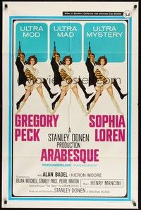 5m056 ARABESQUE 1sh '66 Gregory Peck, sexy Sophia Loren, ultra mod, ultra mad, ultra mystery!