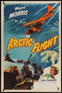 5m057 ARCTIC FLIGHT 1sh '52 Wayne Morris, cool artwork of North Pole adventures!
