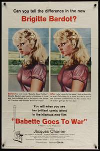 5m065 BABETTE GOES TO WAR 1sh '60 sexy soldier Brigitte Bardot, Babette s'en va-t-en guerre!