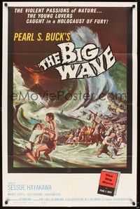 5m101 BIG WAVE 1sh '62 Sessue Hayakawa, Pearl S. Buck, great disaster art!