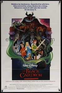 5m106 BLACK CAULDRON advance 1sh '85 first Walt Disney CG, cool fantasy art by P. Wensel!