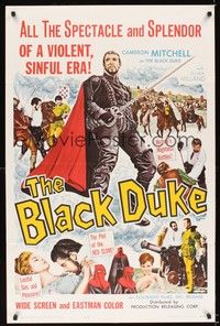 5m107 BLACK DUKE 1sh '64 cool artwork of Cameron Mitchell in the title role!